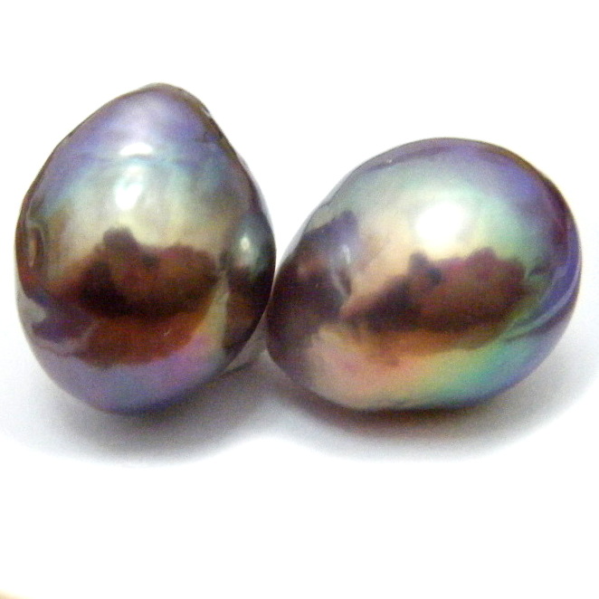 Multicoloured 10.7mm Drop Pearl Pair
